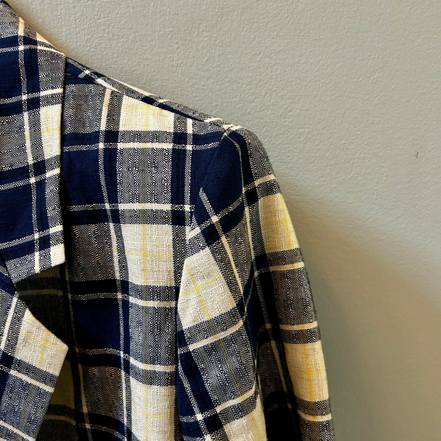 Modern Essentials Women’s Large Plaid Blazer Blue Oversized