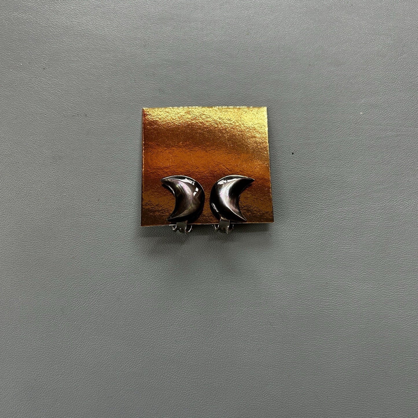 Crescent Moon Stud Earrings, Clip-On, Silver-Tone Metal, Fashion Costume
