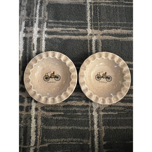 Vintage Royal China "Ford's First Car, 1896" Ceramic Dishes, Set of 2