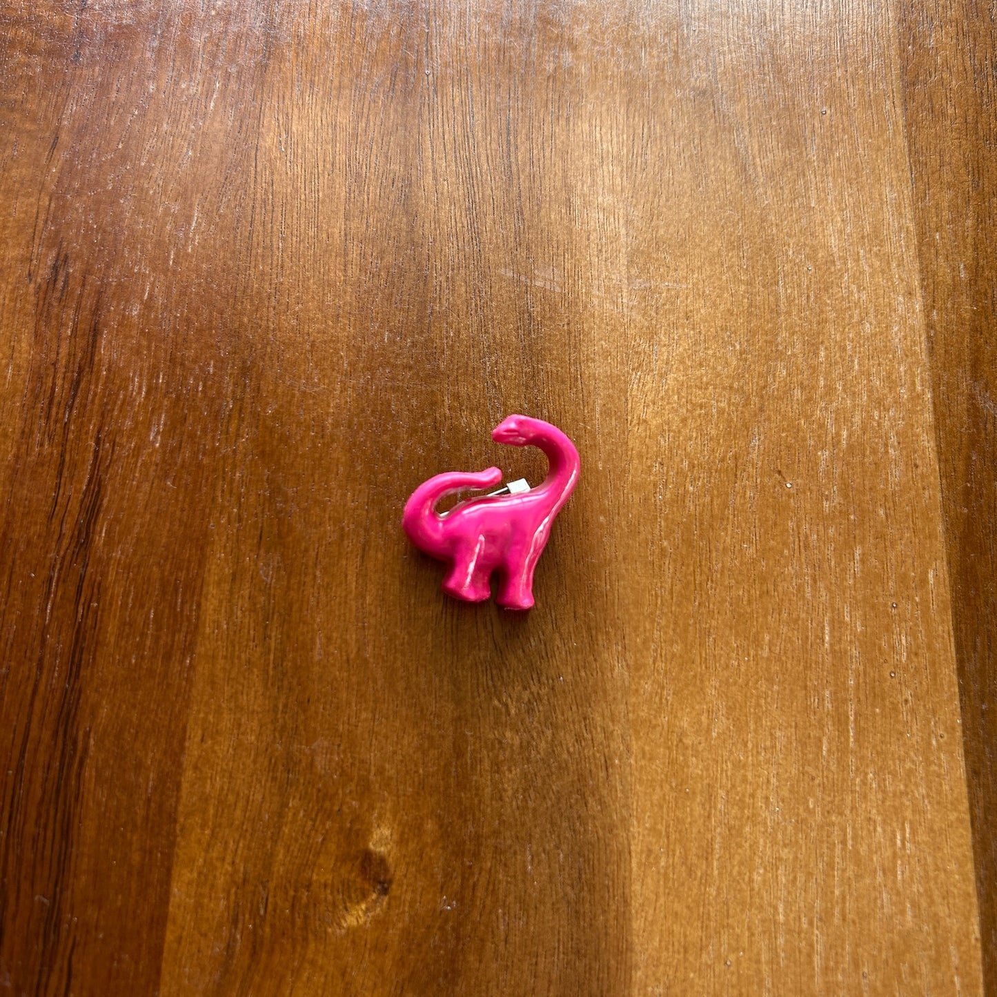 Vintage 1980s Hot Pink Dinosaur Pin | Retro Brontosaurus Resin Brooch | Fun Kitsch Animal Jewelry