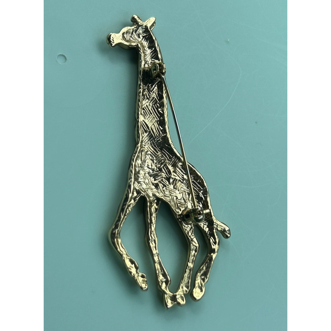 Vintage Enamel Running Giraffe Brooch | Safari Pin | Gold-Tone Animal Jewelry