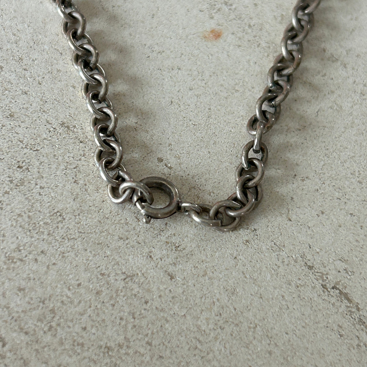 Vintage Modernist Hammered Silver Disc Pendant Necklace - Scalloped Edge - 18"