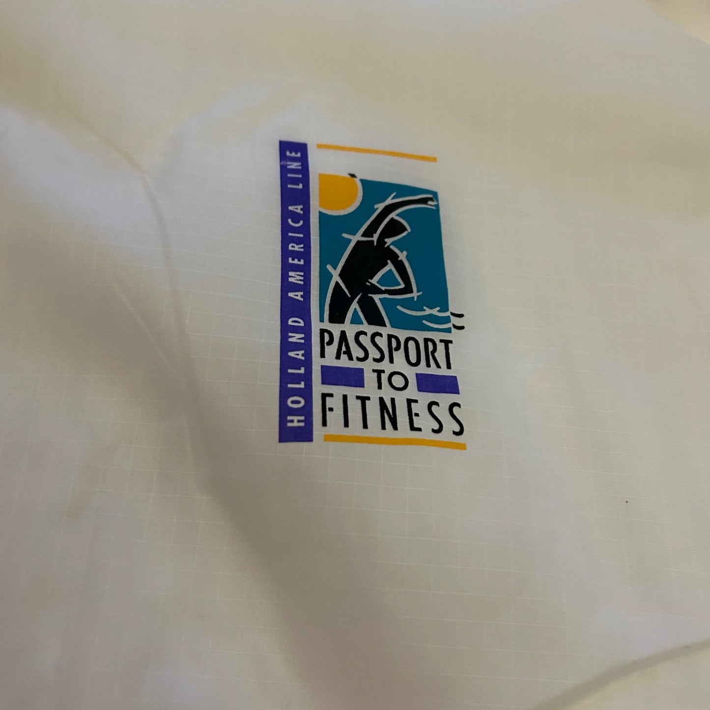Vintage 90s Passport to Fitness Windbreaker Jacket | XL | Blue & White