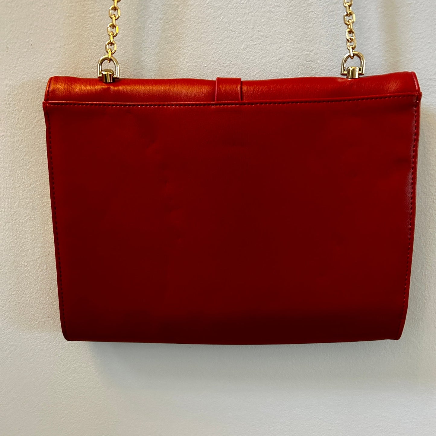 JustFab Red Faux Leather Structured Shoulder Bag