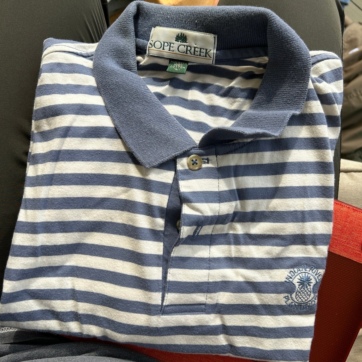 Vintage Sope Creek Striped Polo Shirt - Men's Large - Indian River Plantation Florida - Made in USA