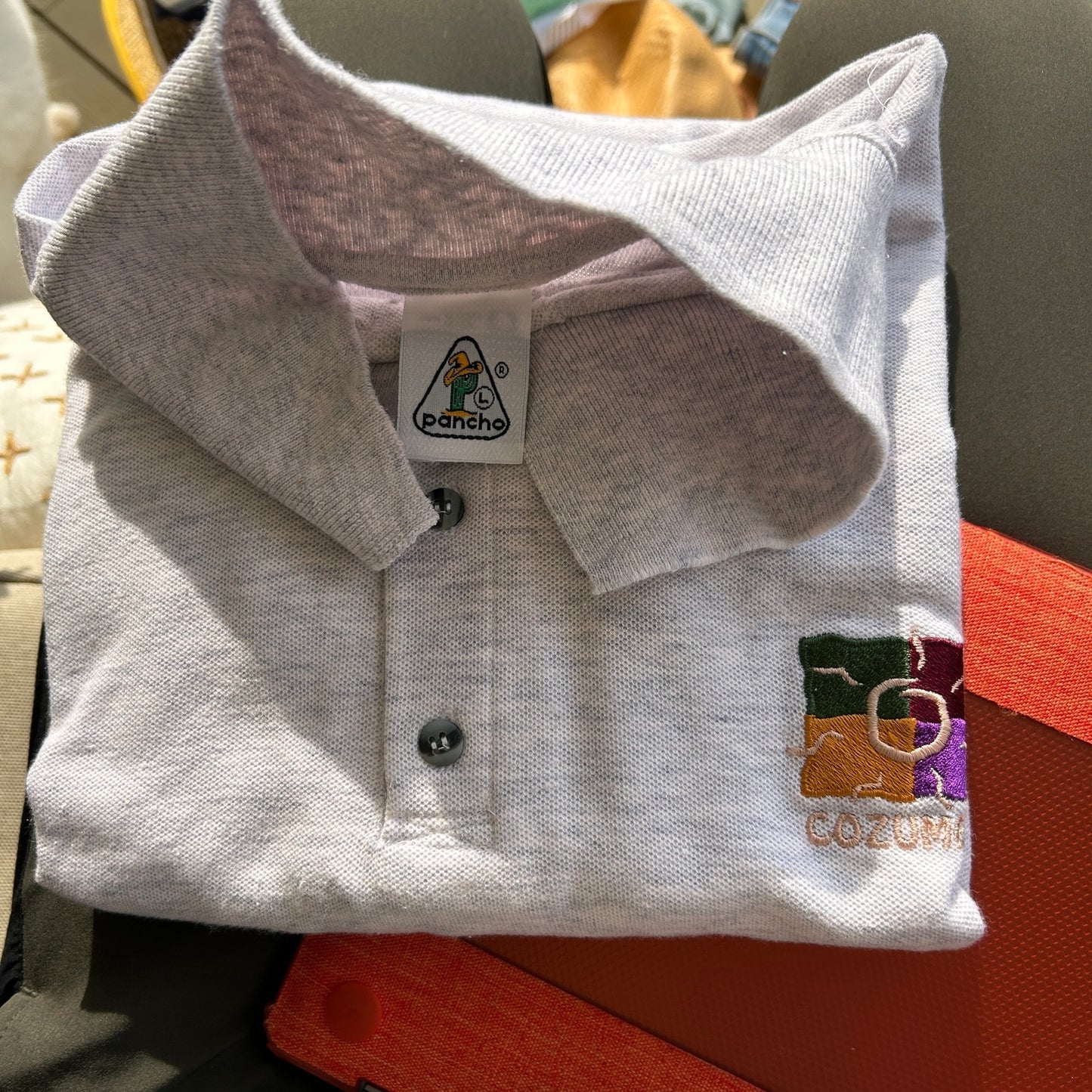 Vintage Pancho Cozumel Embroidered Polo Shirt - Men's Large - Heather Gray - Made in Mexico