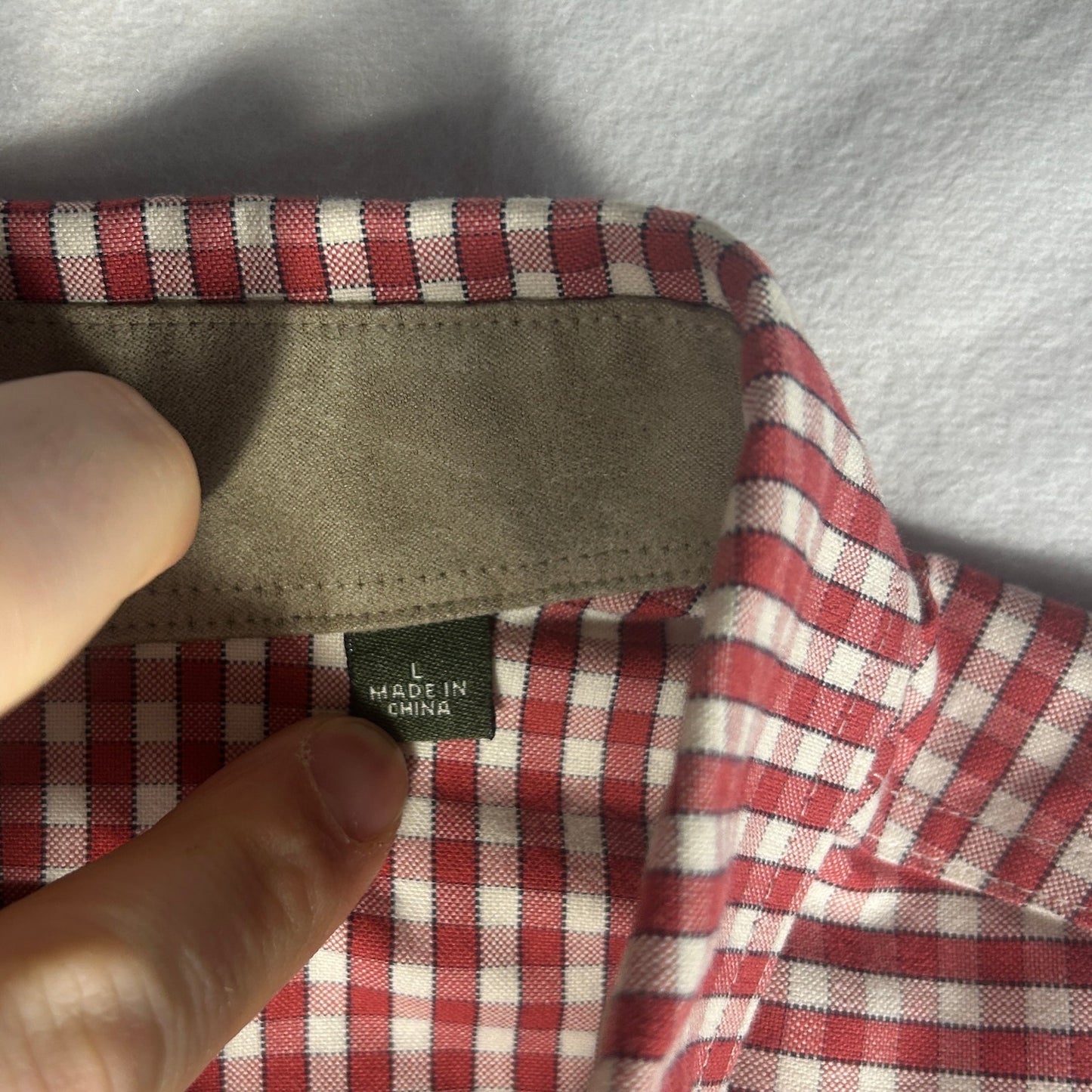 Orvis Men's Large Red & White Gingham Check Button Down Long Sleeve Shirt