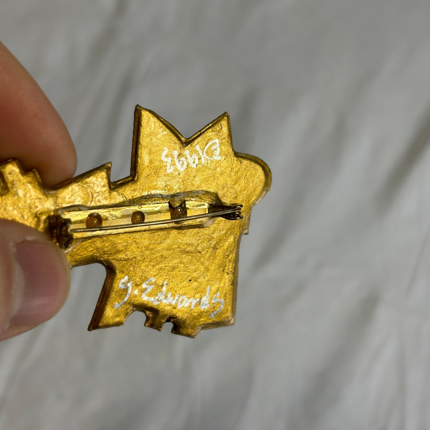 Vintage 1993 Signed S. Edwards Abstract Geometric Art Pin Brooch Contemporary
