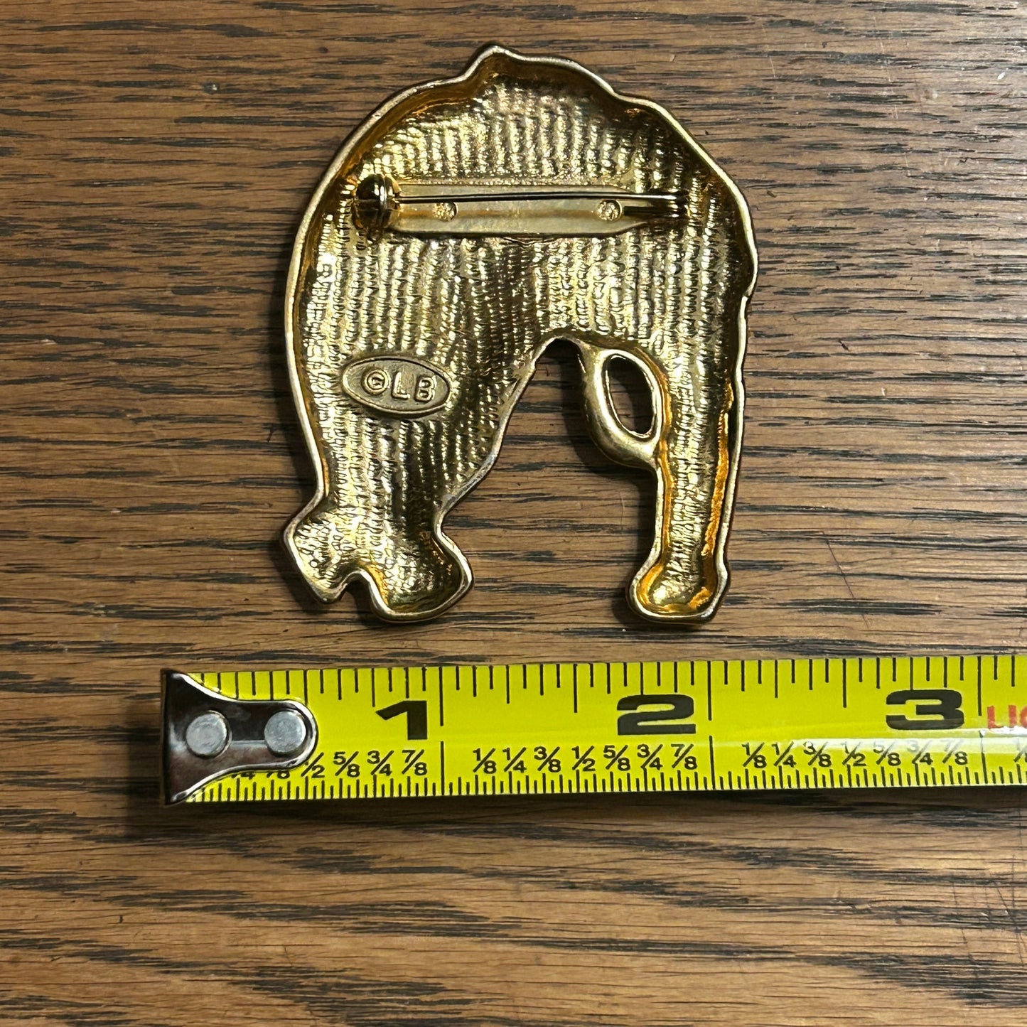Vintage Leopard Figural Brooch Pin Antiqued Gold Tone Spotted Cat 70s-90s