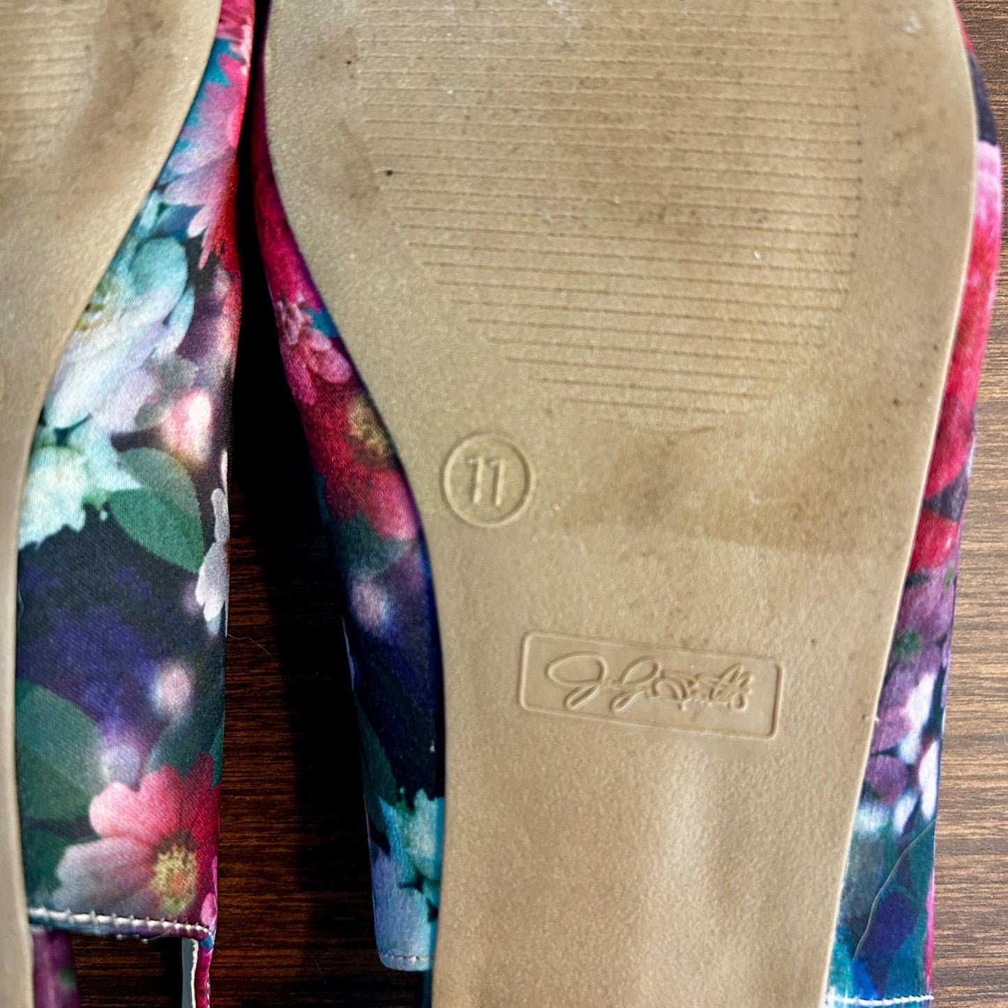 Jaclyn Smith Floral Slingback Flats Pointed Toe Satin Finish