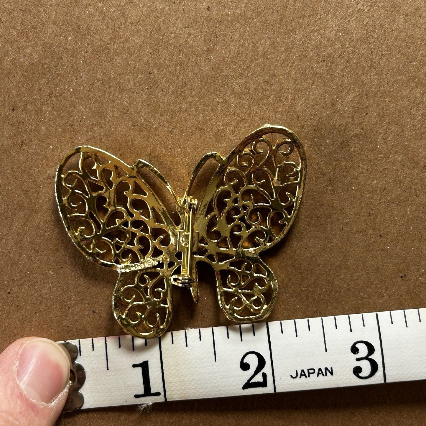 Gold Tone Butterfly Filigree Brooch Pin with Metal, 2 Inch Animal Insect Theme