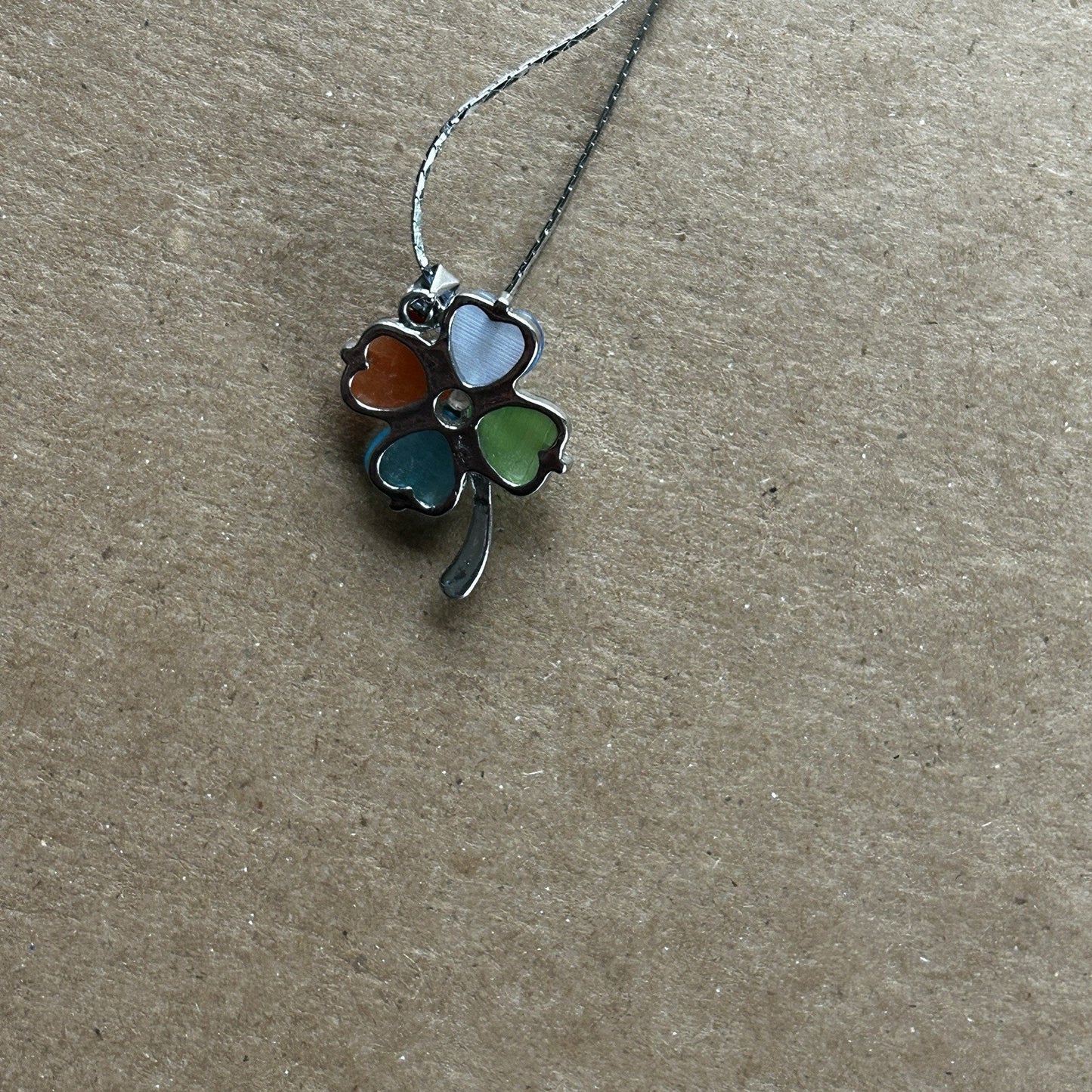 18k Gold Plated Gemstone Four-Leaf Clover Pendant Necklace