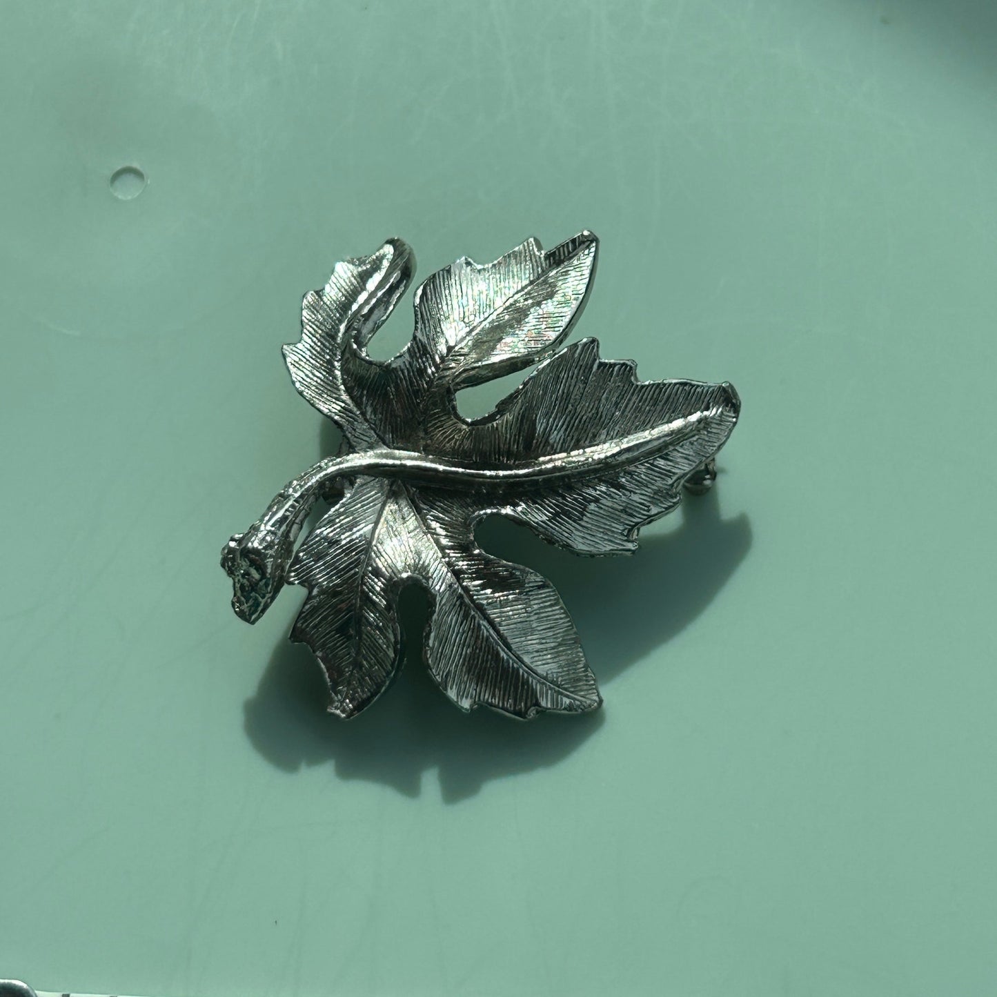 Vintage Silver-Tone Leaf Brooch | Textured Maple Leaf Pin | Mid-Century Jewelry