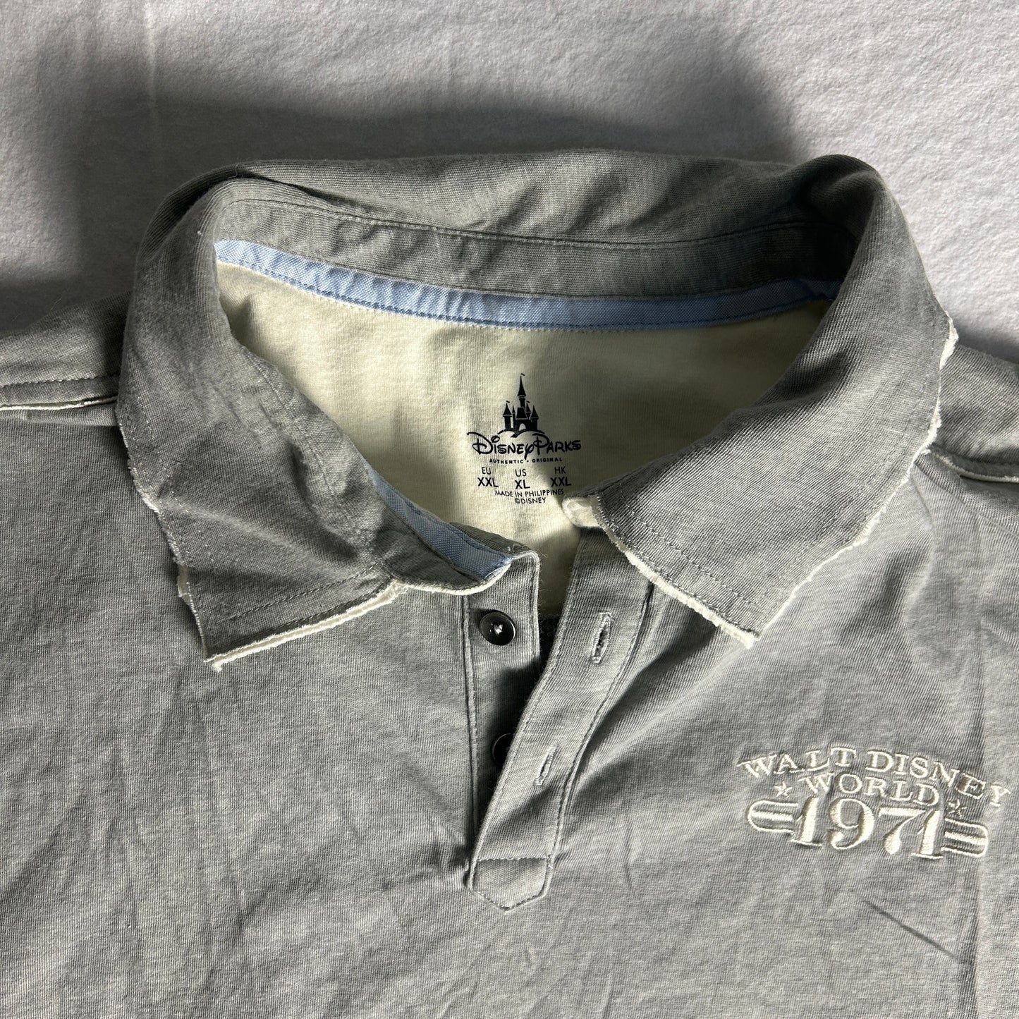 Disney Parks Walt Disney World 1971 Embroidered Polo Mens Size XL Gray