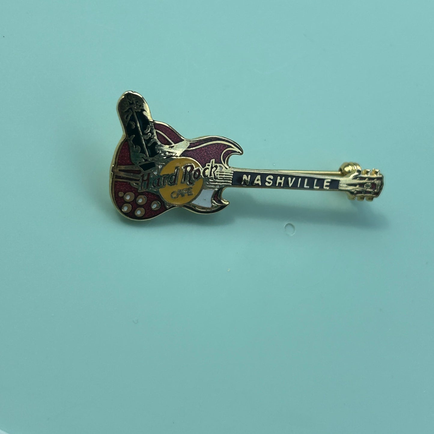 Vintage Hard Rock Cafe Nashville Guitar Pin Brooch Collectible Music Memorabilia