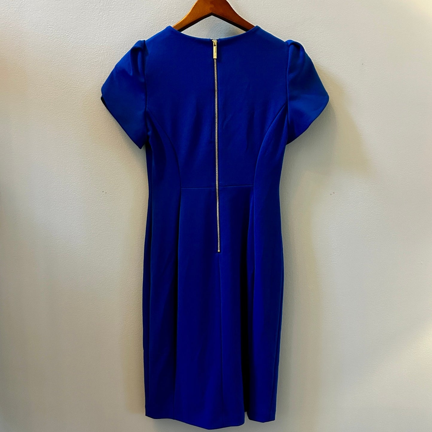 Calvin Klein Royal Blue Sheath Dress Size 4 Tulip Cap Sleeve