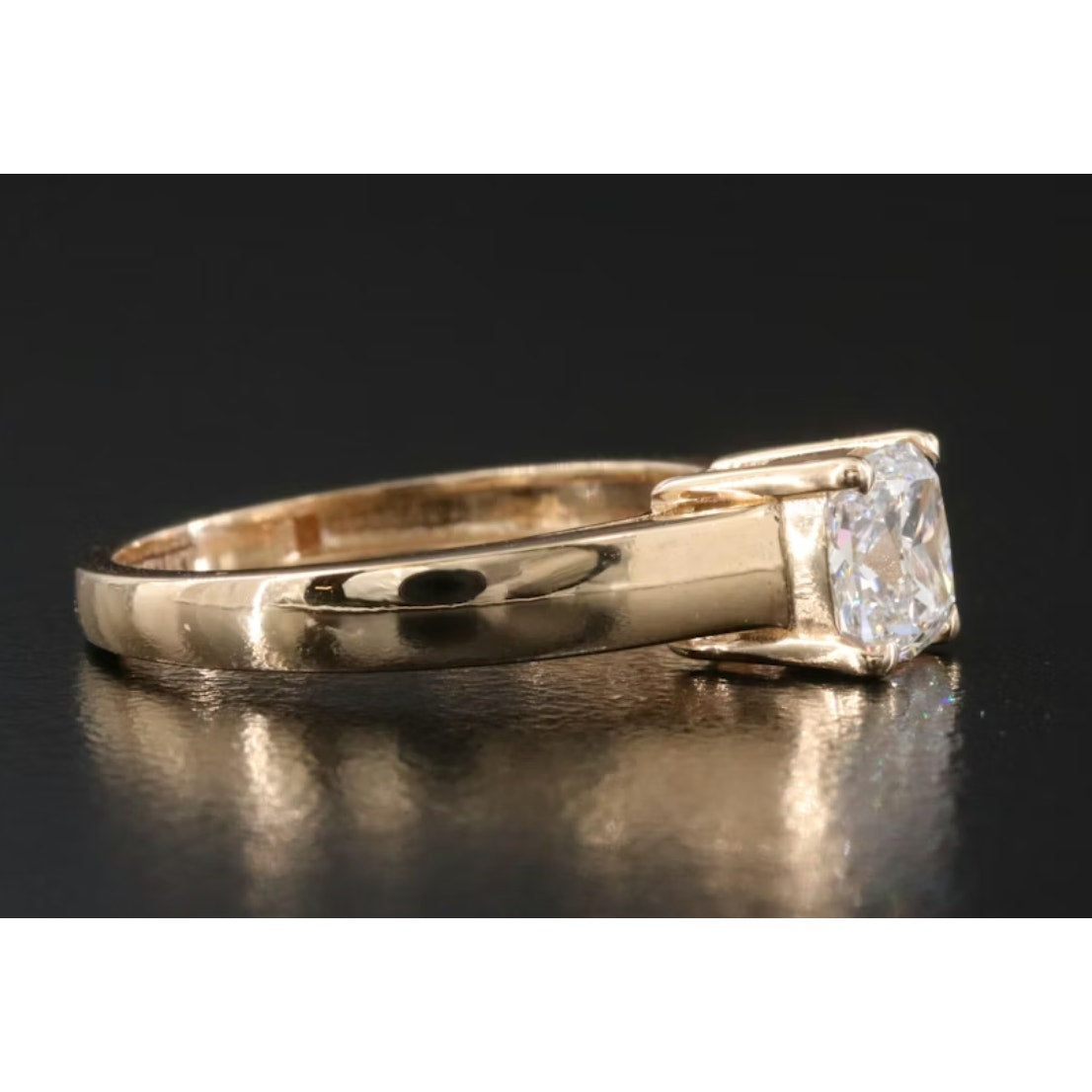 GIA Certified 1.01 CT Internally Flawless Cushion Cut Diamond Solitaire Ring in 18K Yellow Gold