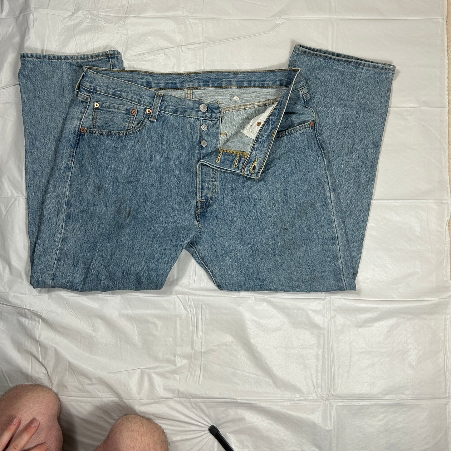 Vintage Levi’s 501 Men's 38x29 Button Fly Jeans Medium Wash Distressed