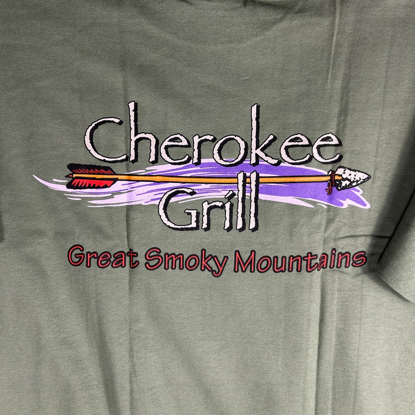 NWT Cherokee Grill Gatlinburg TN T-Shirt - Men's XL - Olive Green - Smoky Mountains