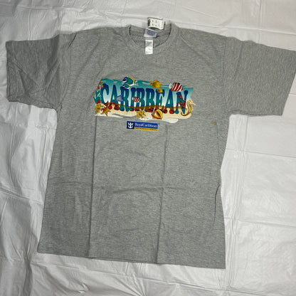 NWT Royal Caribbean Men's XL Gray T-Shirt Caribbean Fish Graphic Small Stain