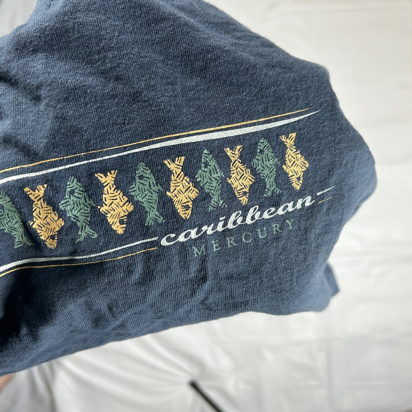 Vintage Gear for Sports Men’s XL Caribbean Mercury T-Shirt Navy Blue Fish Graphic