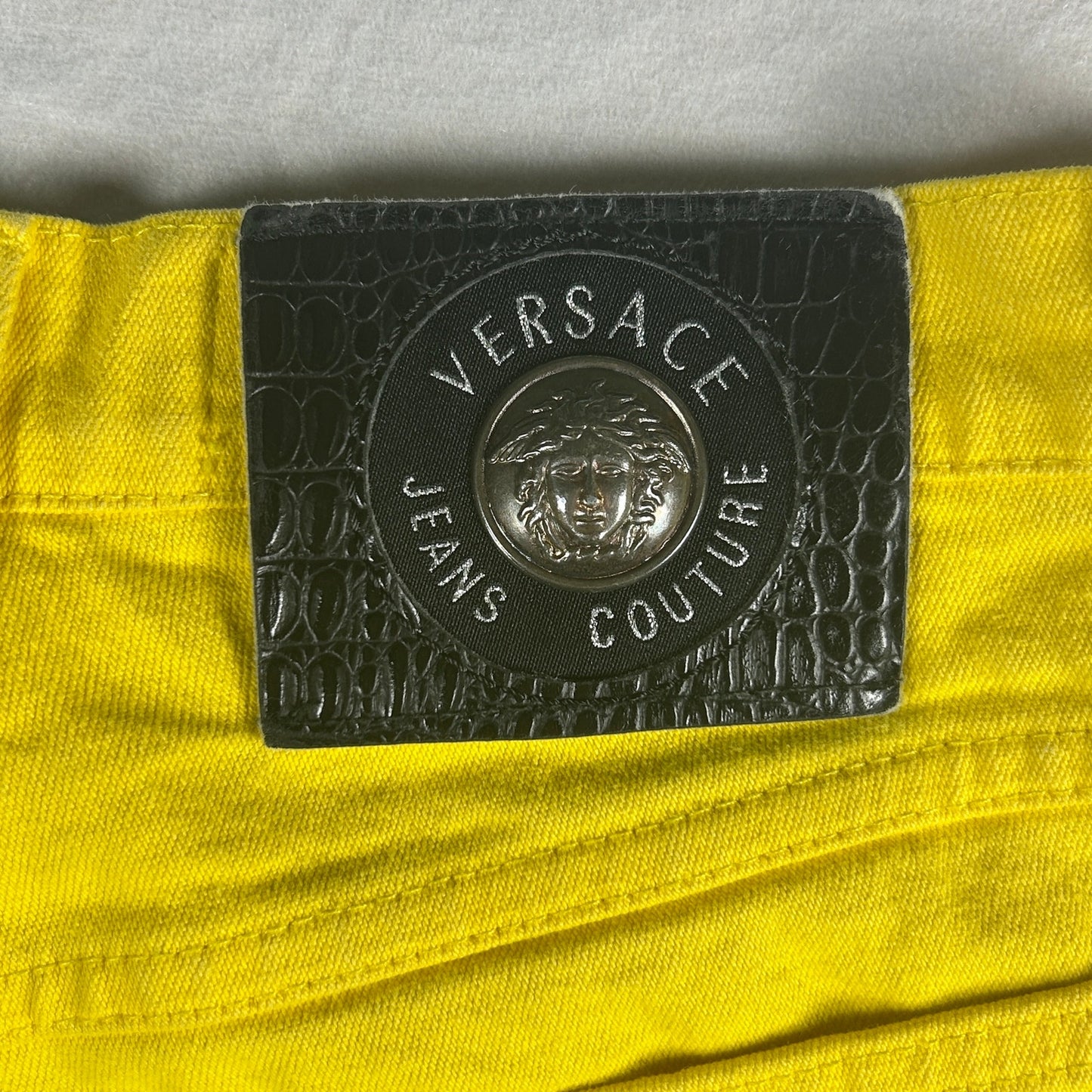 Vintage Versace Jeans Couture Men’s Size 26 Yellow High-Waisted Denim Jeans