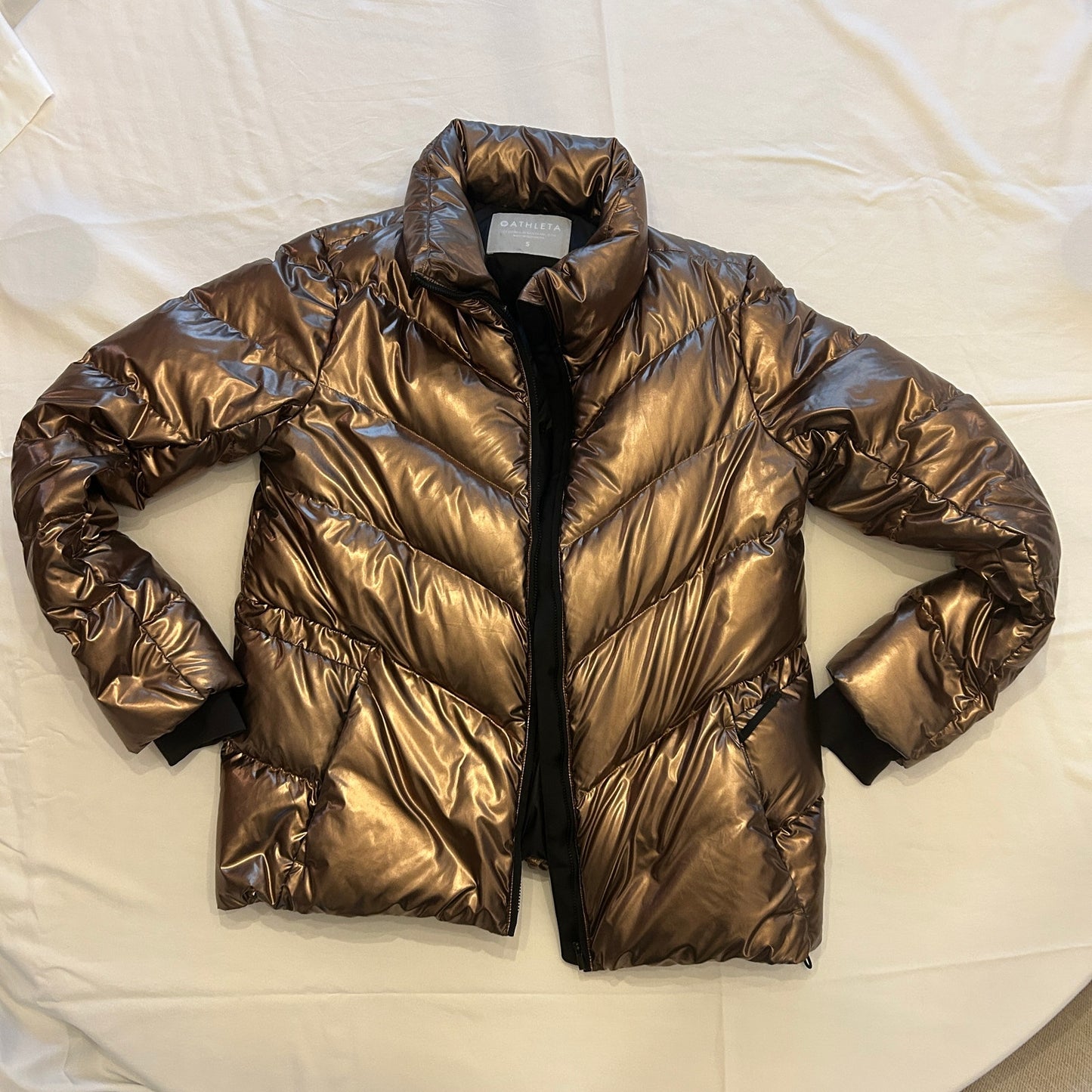 Athleta Metallic Bronze "Lofty" Puffer Jacket Size Small