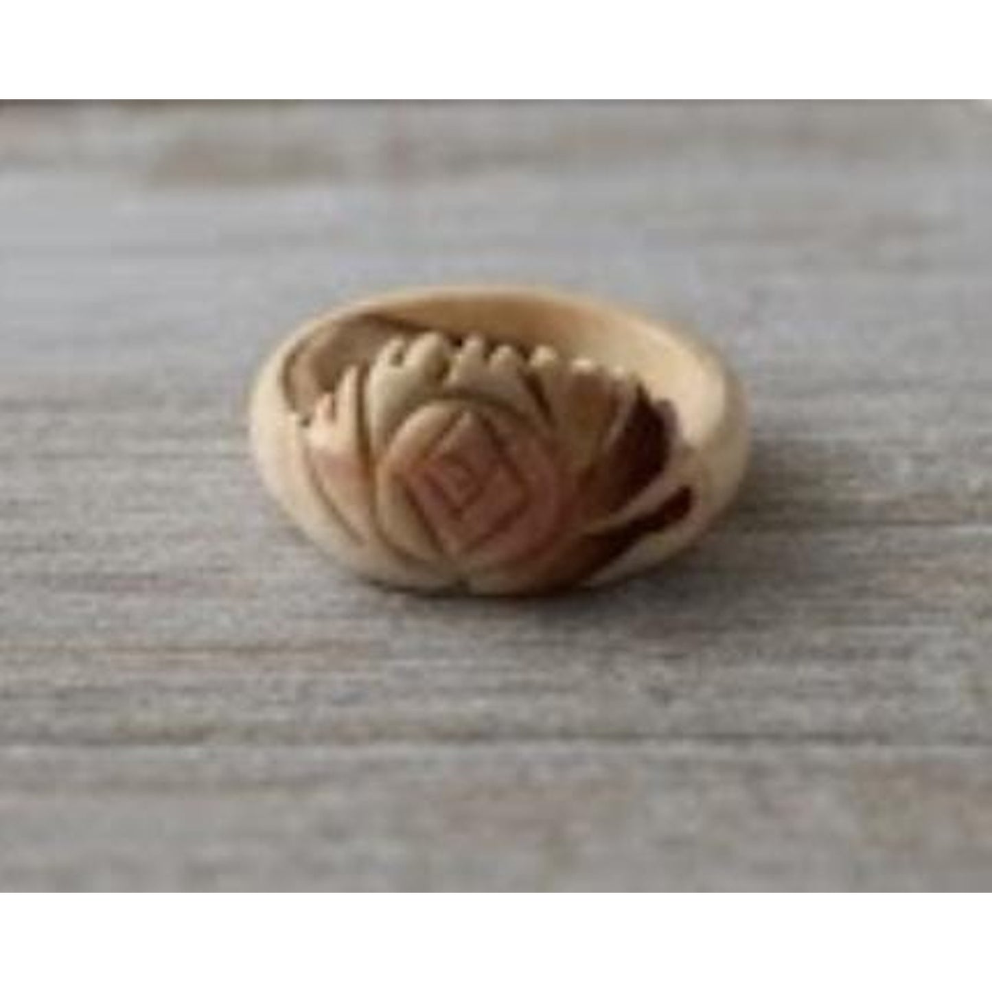 Vintage Hand-Carved Bone Floral Statement Ring