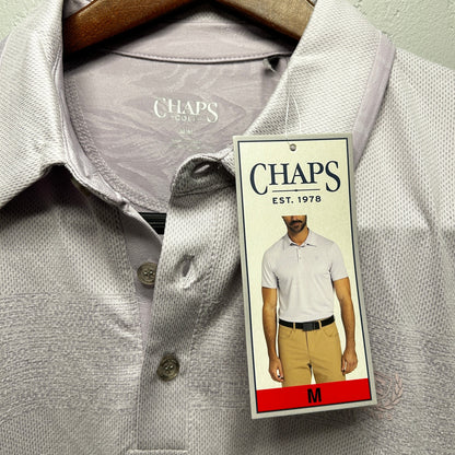 Chaps Golf Men's Grey Performance Polo Shirt Size M, NWT
