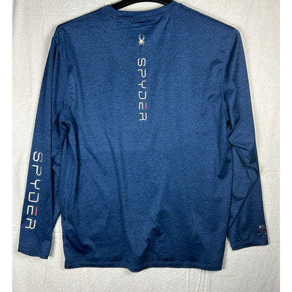 Spyder Swim Men’s Long Sleeve Rash Guard - Heathered Navy Blue - UPF 50+ - Size Medium
