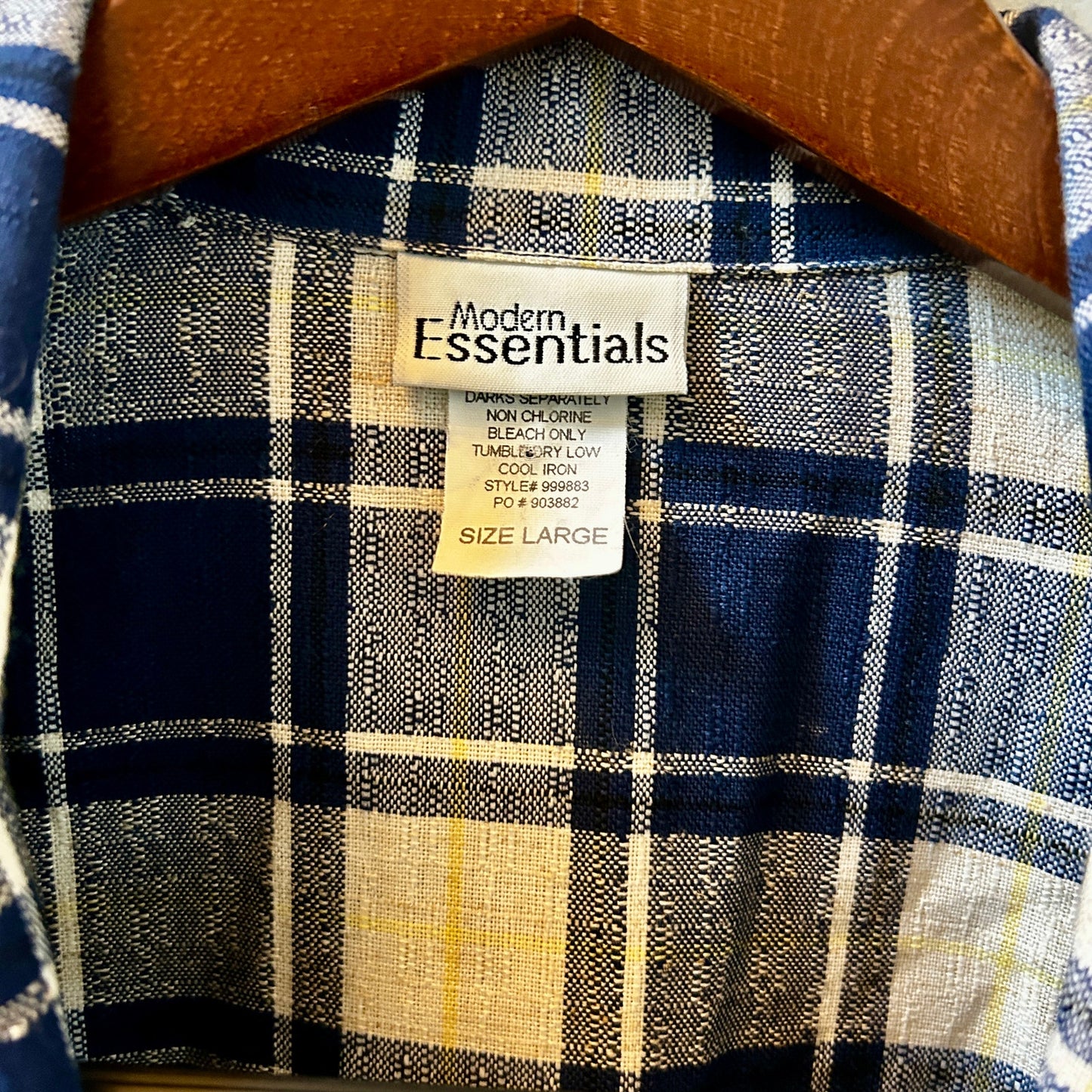 Modern Essentials Women’s Large Plaid Blazer Blue Oversized