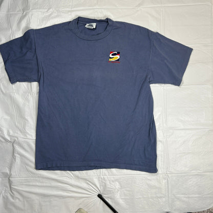 Vintage St. Maarten Embroidered T-Shirt Men's XL Faded Blue Made in USA