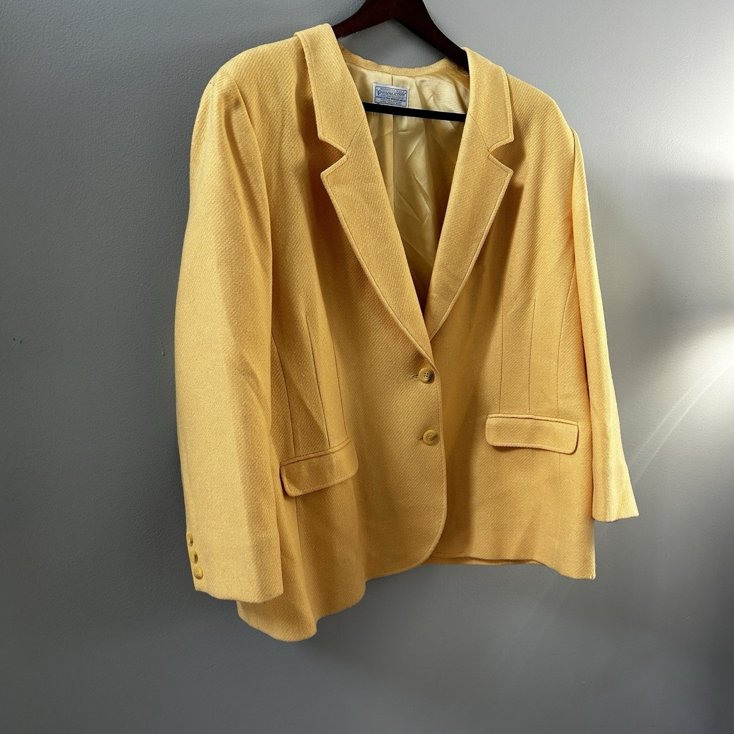 Pendleton Yellow 100% Virgin Wool Women's Blazer Jacket Size 16