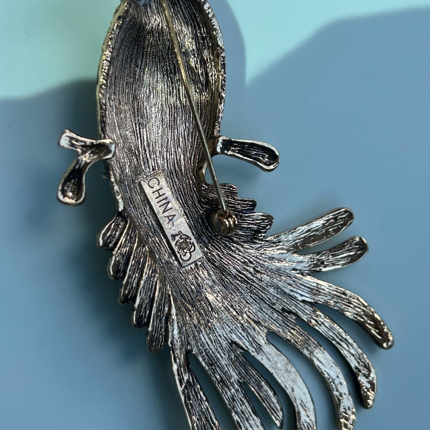 Vintage Regal Peacock Brooch – Large Gold Tone Statement Pin with Rhinestone Accents