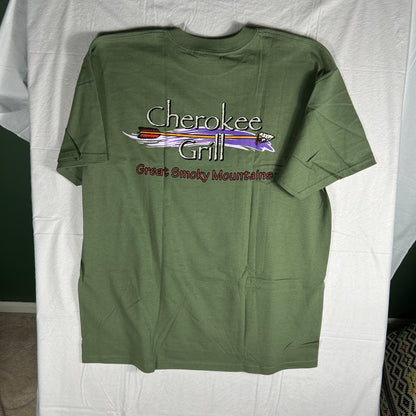 NWT Cherokee Grill Gatlinburg TN T-Shirt - Men's XL - Olive Green - Smoky Mountains