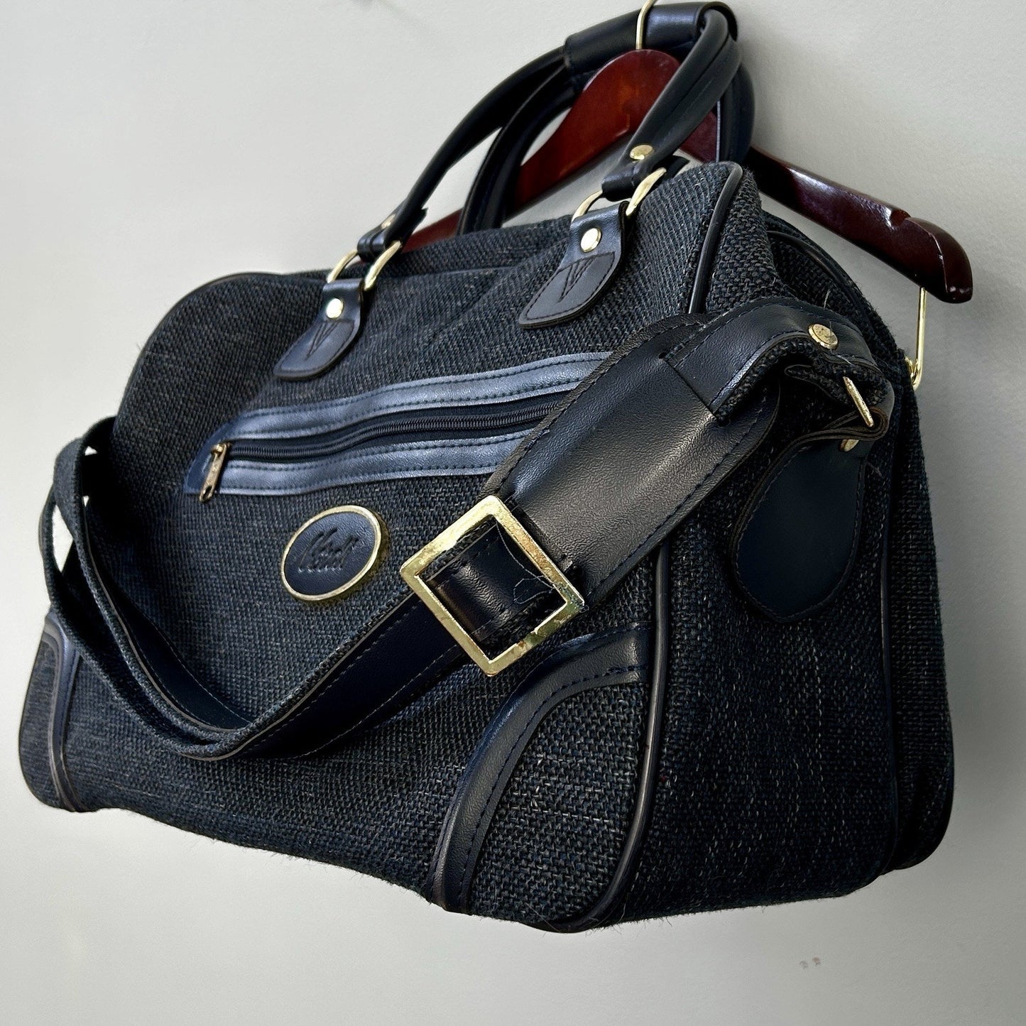 Vitali Black Duffle Bag Adjustable Straps Zipper Closure Carry Handles Unisex