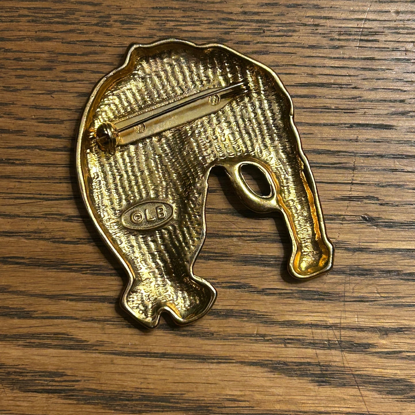 Vintage Leopard Figural Brooch Pin Antiqued Gold Tone Spotted Cat 70s-90s