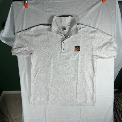 Vintage Pancho Cozumel Embroidered Polo Shirt - Men's Large - Heather Gray - Made in Mexico