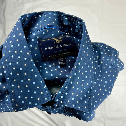 NWT Nickel & Iron Performance Stretch Button Down Shirt Size M, "Insignia Blue"