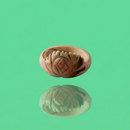 Vintage Hand-Carved Bone Floral Statement Ring