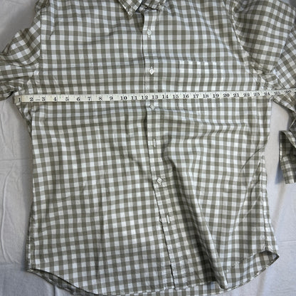 J.CREW Men's Flex Washed Gingham Button Down Shirt - XL Classic Fit - Tan & White