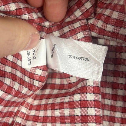 Orvis Men's Large Red & White Gingham Check Button Down Long Sleeve Shirt