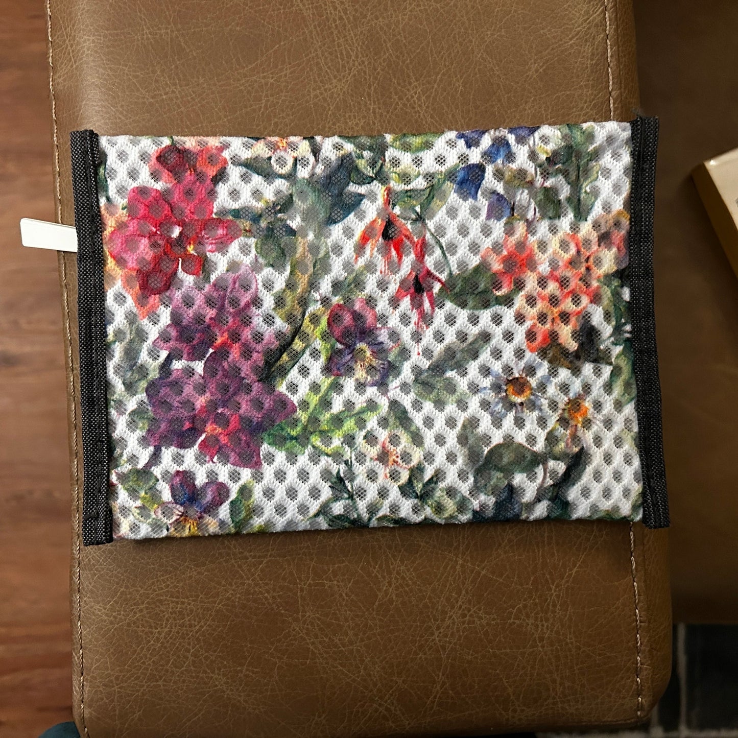 Floral Pouch with Zipper, Soft Mesh from Recycled Materials