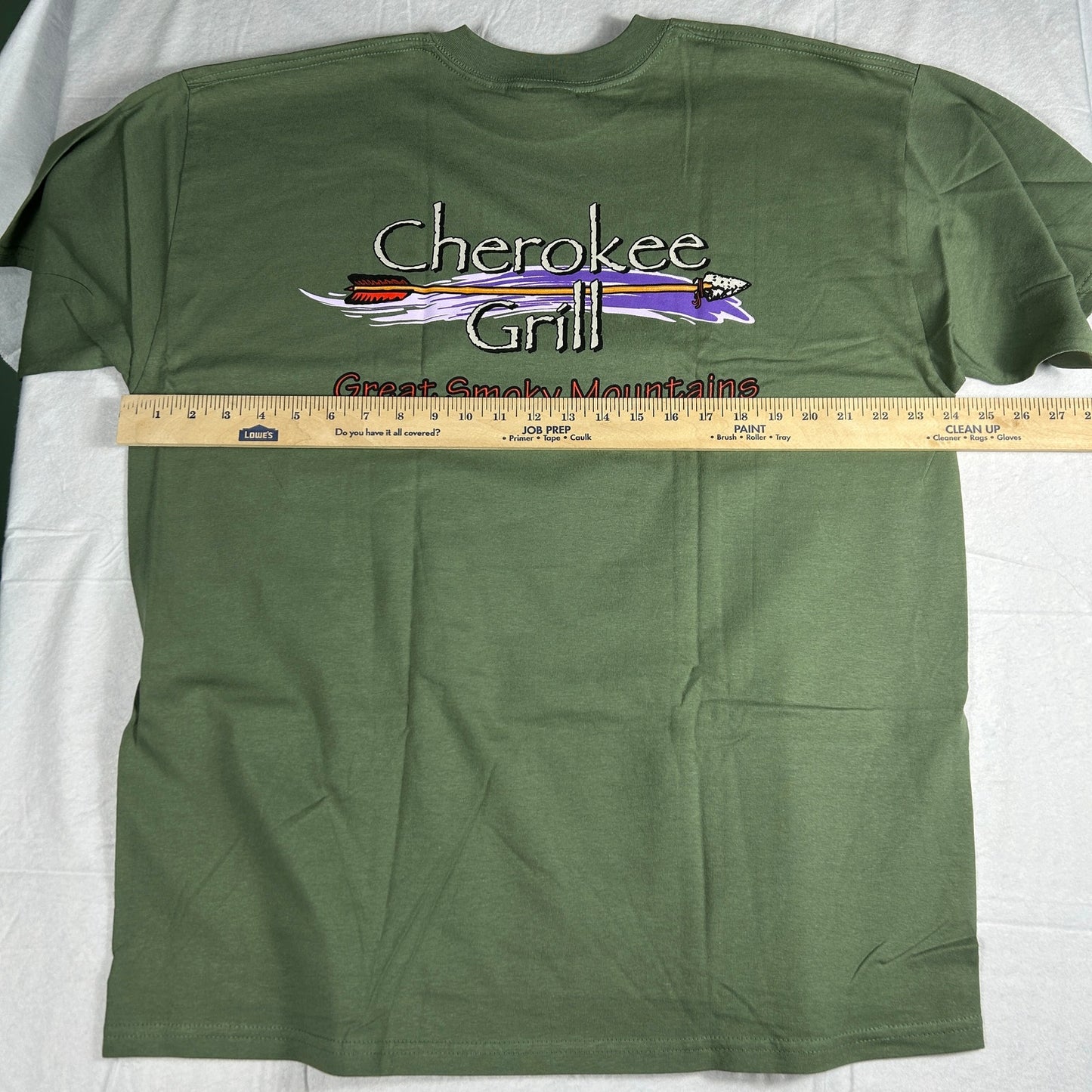 NWT Cherokee Grill Gatlinburg TN T-Shirt - Men's XL - Olive Green - Smoky Mountains