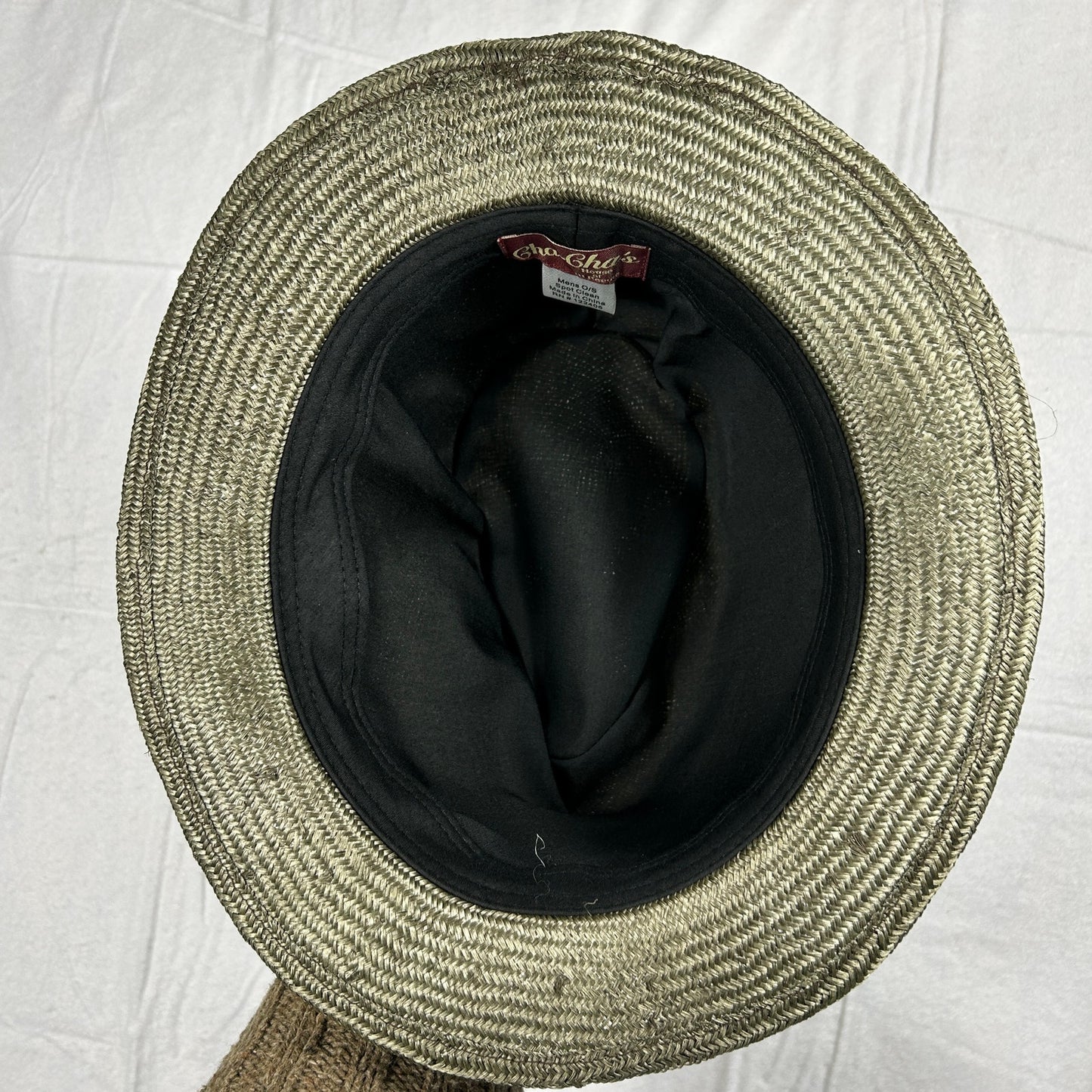 Cha-Cha's House of Ill Repute Straw Fedora Hat - Green & Beige Summer Brim - NYC Custom