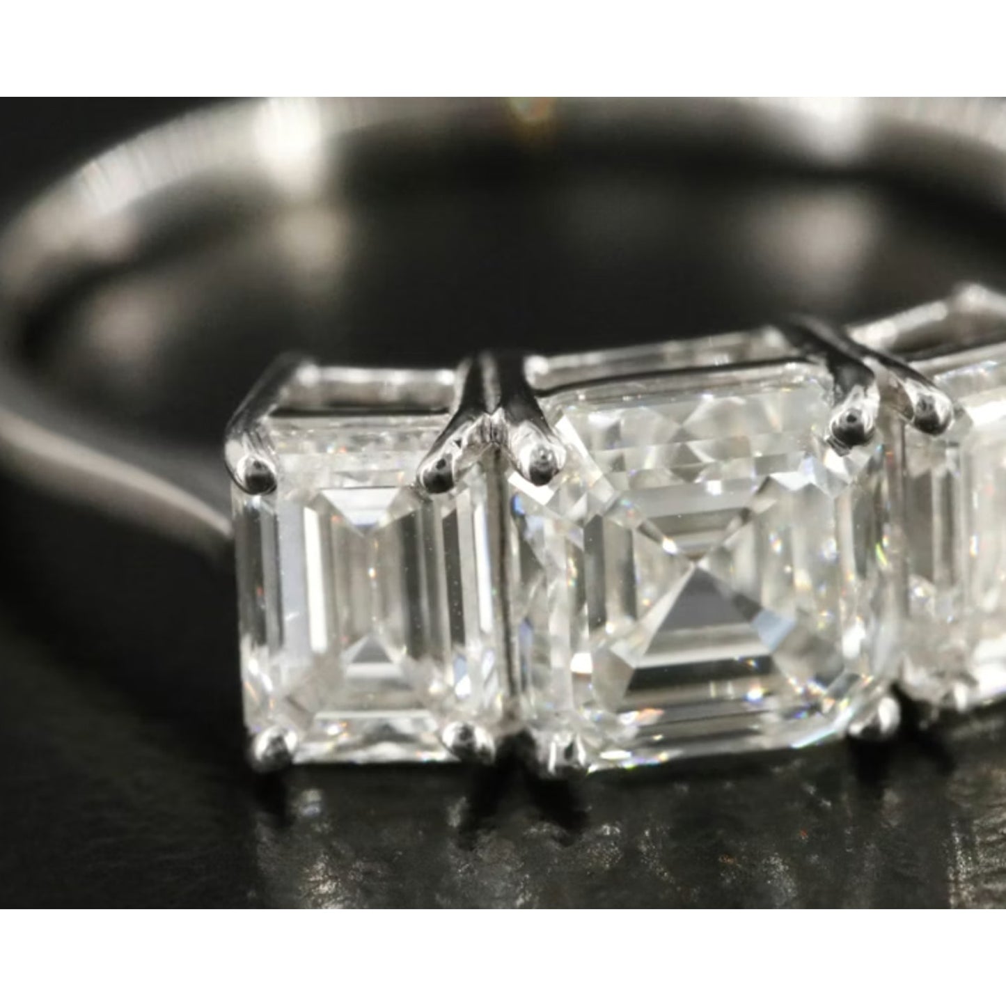 Platinum 1.88 ctw Three-Stone Emerald Cut Natural Diamond Ring, GIA Certified