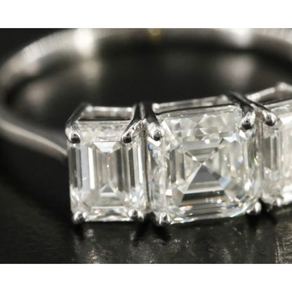 Platinum 1.88 ctw Three-Stone Emerald Cut Natural Diamond Ring, GIA Certified