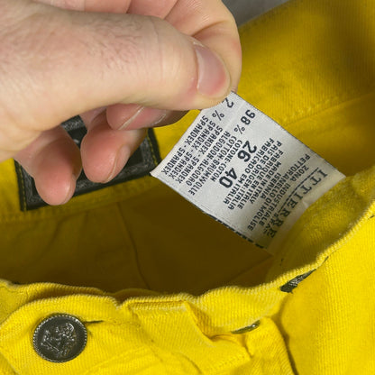Vintage Versace Jeans Couture Men’s Size 26 Yellow High-Waisted Denim Jeans