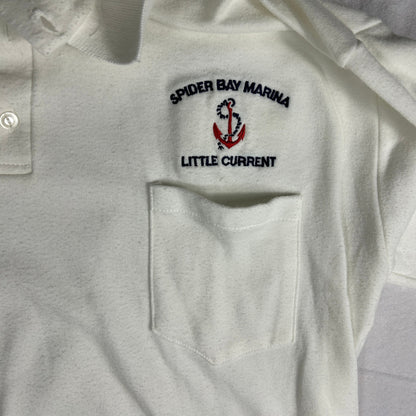 Vintage 90s Spider Bay Marina Little Current Polo Shirt, White Single Stitch, XL