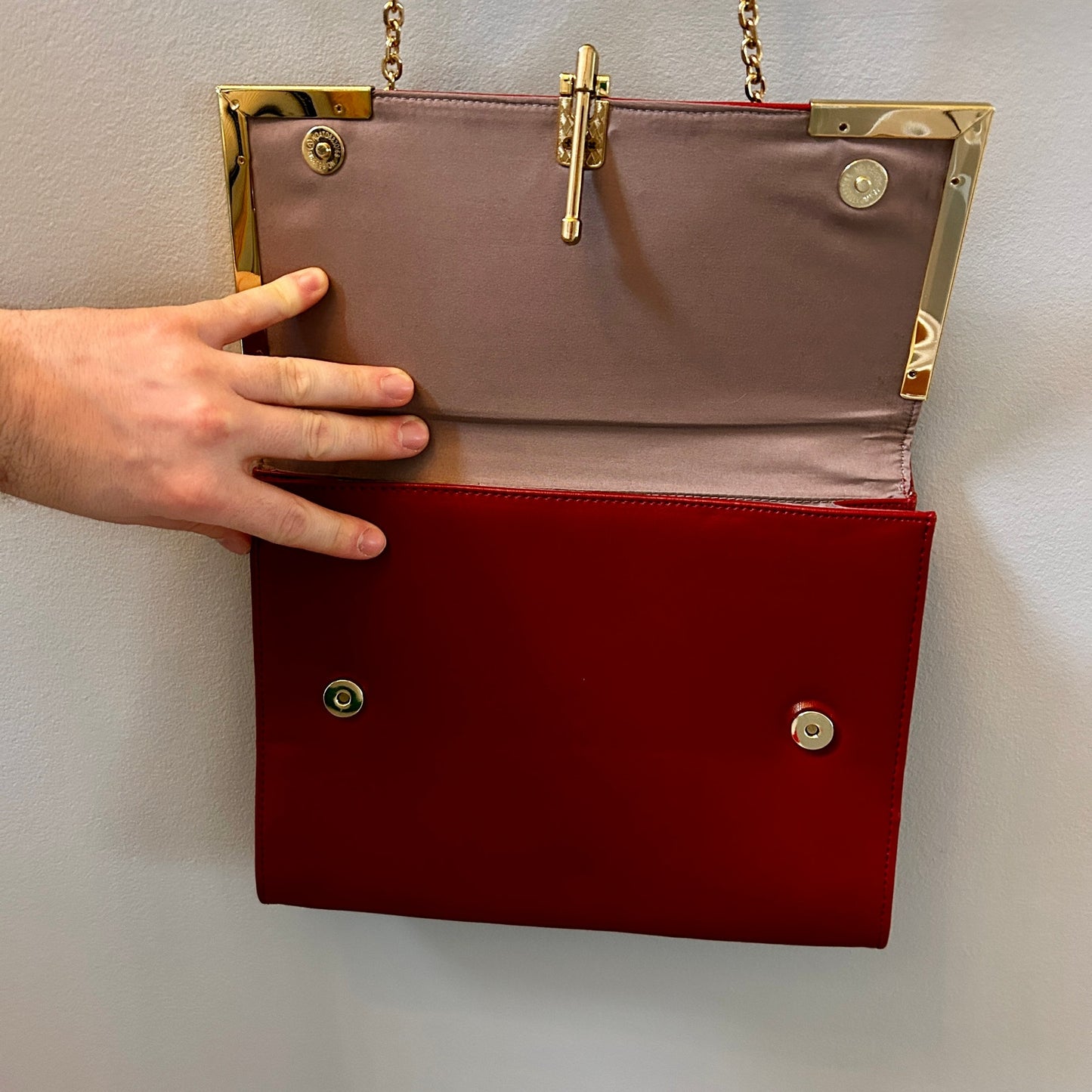 JustFab Red Faux Leather Structured Shoulder Bag